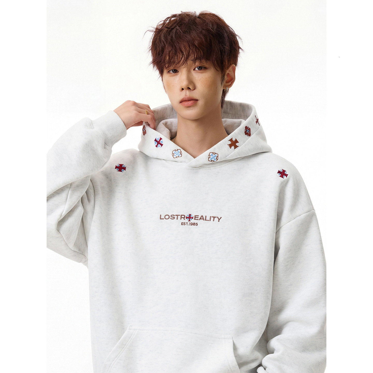 Heavyweight Textured Designer Hoodie Ethnic-style Embroidered Hooded Sweatshirt Autumn High Street Style Oversized Loose-fit Sports Hoodie Jacket