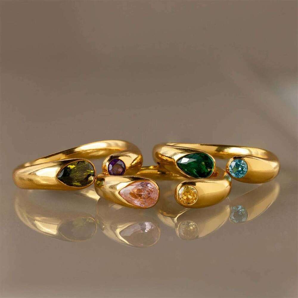 Stainless steel December birthstone ring inlaid with zircon gold plating for color preservation H260312