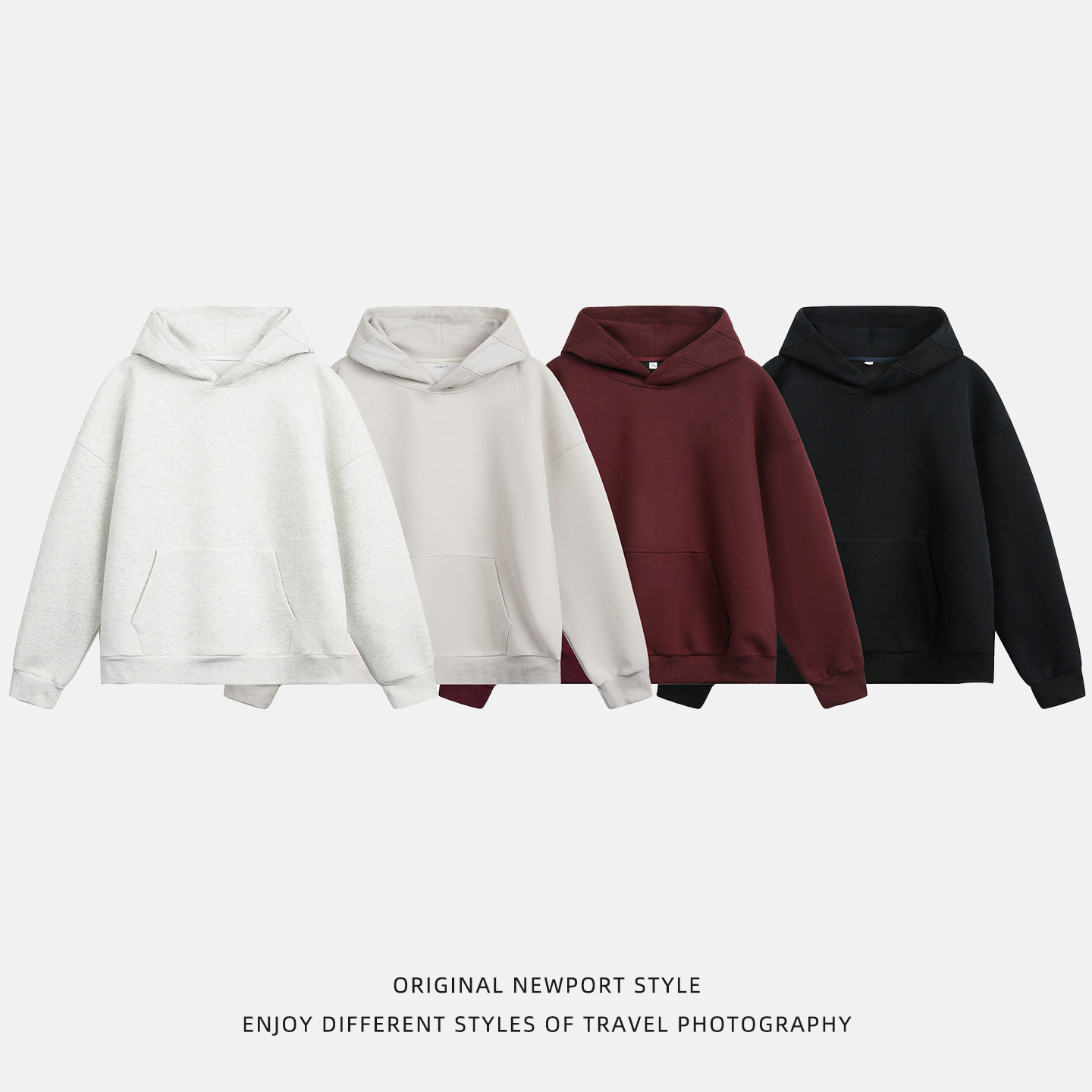 380g Heavyweight Designer Hoodie Basic Patchwork Hoodie Autumn Short Boxy Trendy Loose Solid Color Style Hoodie