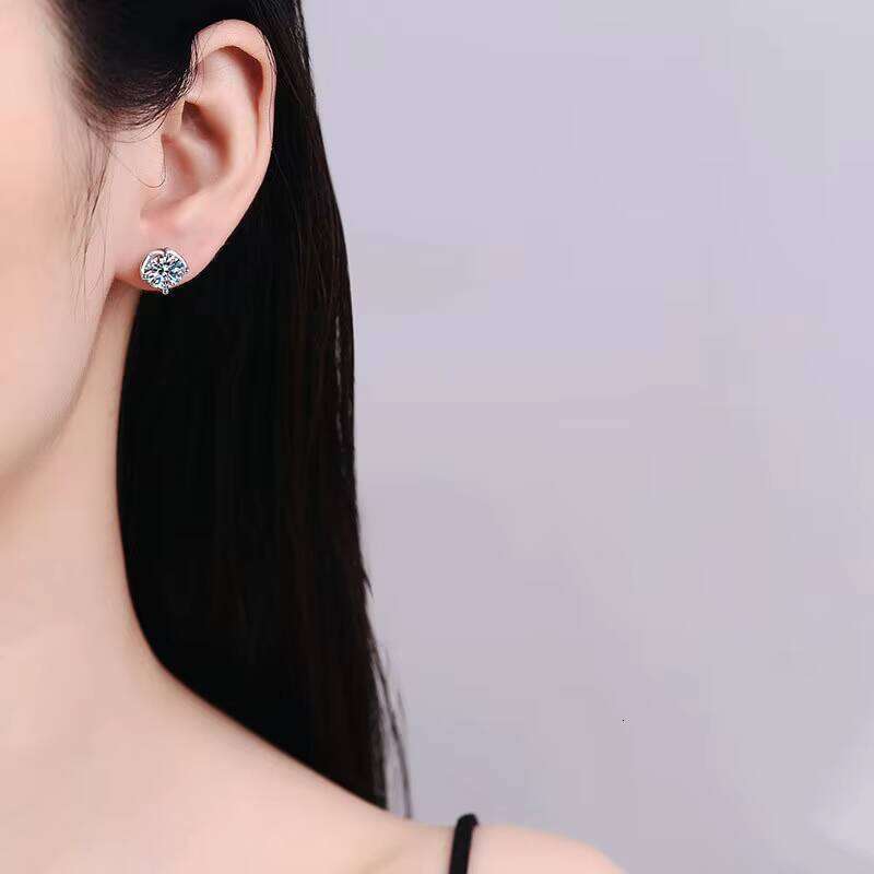 Minimalist Design Pure Sier D Color Four-Prong Sandstone Earrings 1 2 Carat Women's Jewelry