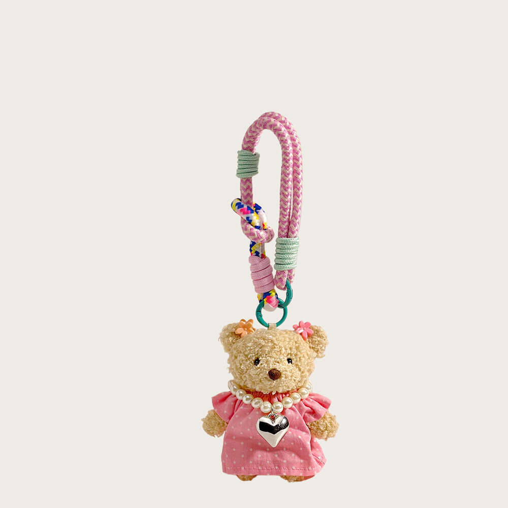 Dopamine Pink Bear Plush Cute Girl Small Doll Pendant Bag Hanging Ornament Best Friend Gift