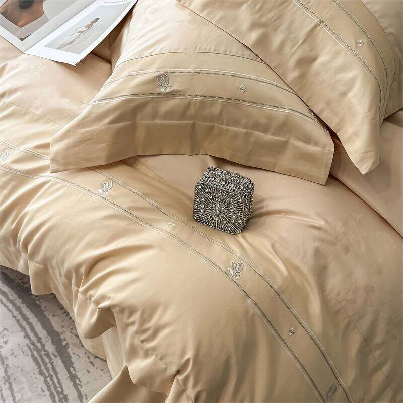 1000TC Egyptian Cotton Jacquard Flowers Embroidery Bedding Set Duvet Cover Flat/Fitted Bed Sheet Pillowcases 4Pcs H260312