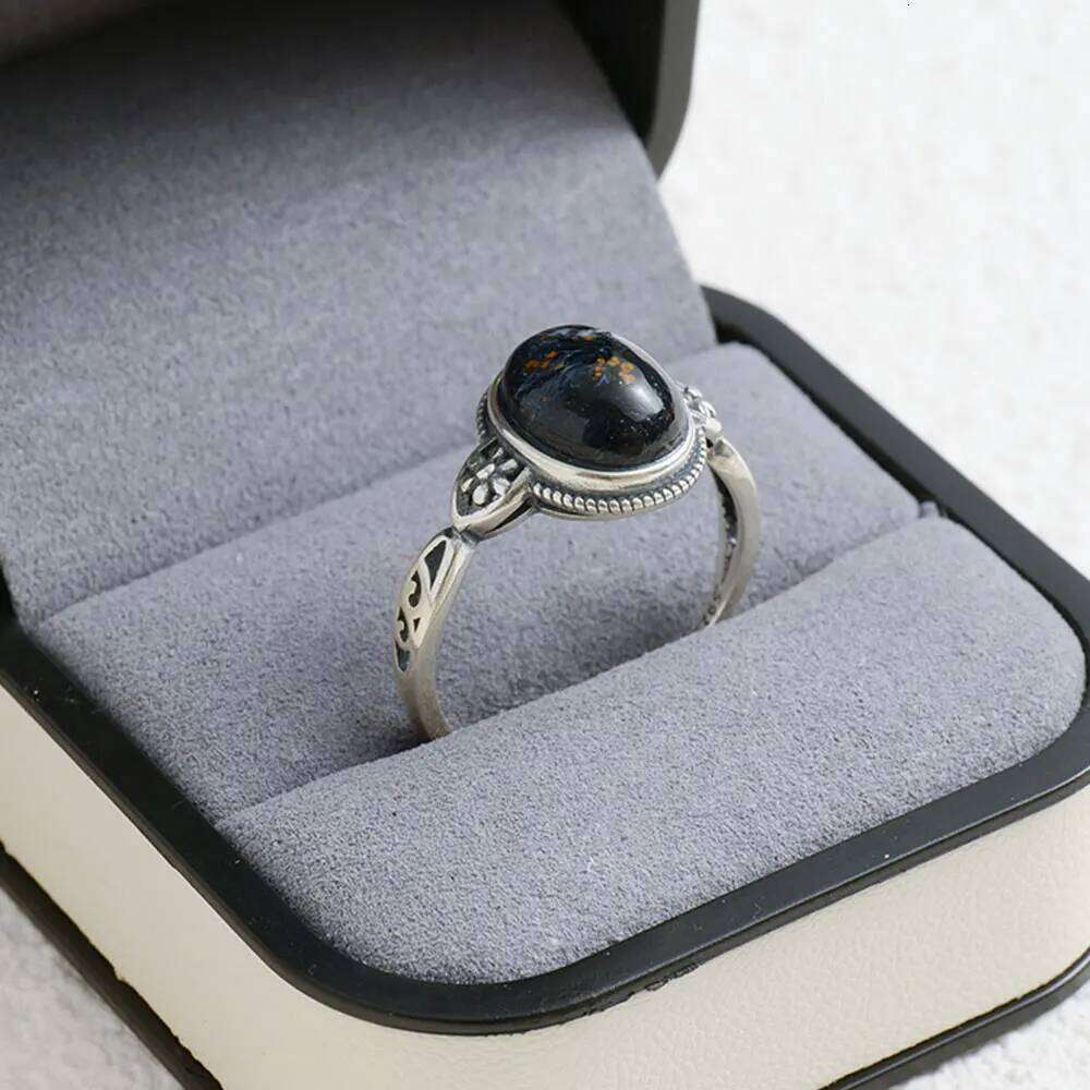 Adjustable 925 Sterling Silver Exquisite Retro Design, With 10*8 mm Natural Pietersite, For men and women's Ring Jewelry H260312