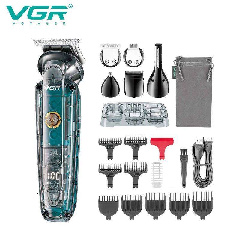 VGR 102 6-in-1 high-end men's clipper professional shaver oil head carving electric pusher nose trimmer hair remover C260312