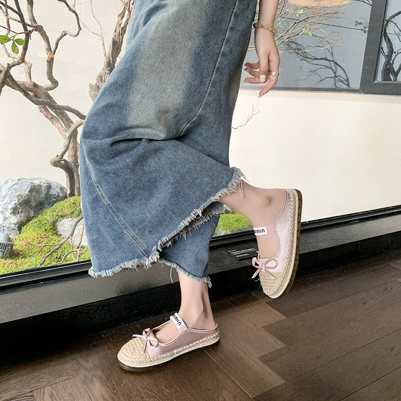2026 women's slippers flat shoes fashionable, versatile, casual, comfortable walking sandals summer new bow decoration Mary Jane women's sho