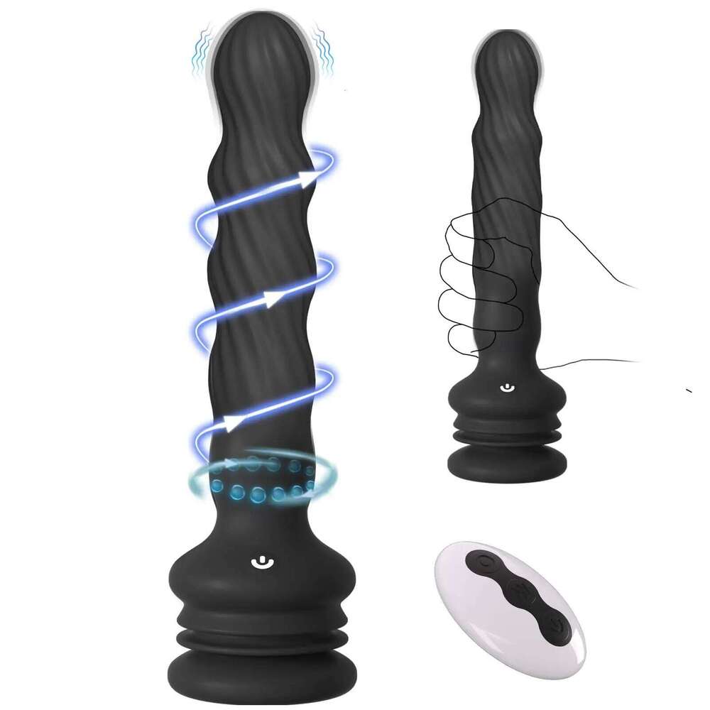 Remote Control Vibrator Male Prostate Massager Wriggling Rotating Vibrating Anal Beads Adult Sex Toys with Suction Cup Z260311
