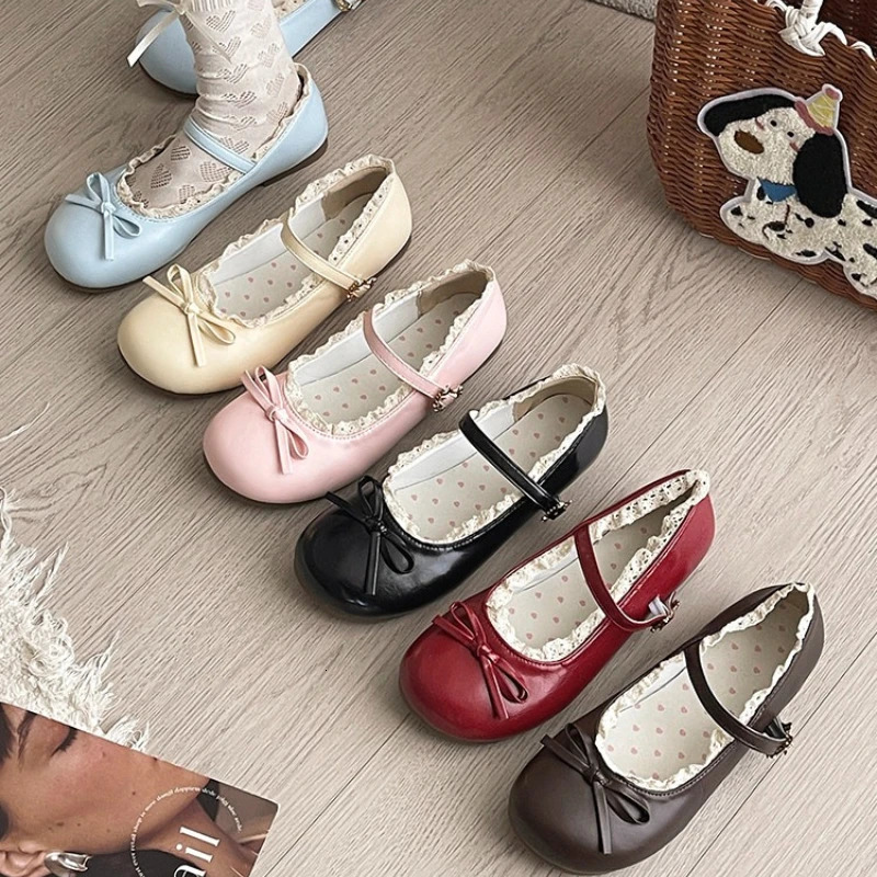 2026 Spring Cute Women Flats Round Toe Ladies Casual Ballet Shoes Comfort Soft Leather Dress ballerinas Shoes 260227