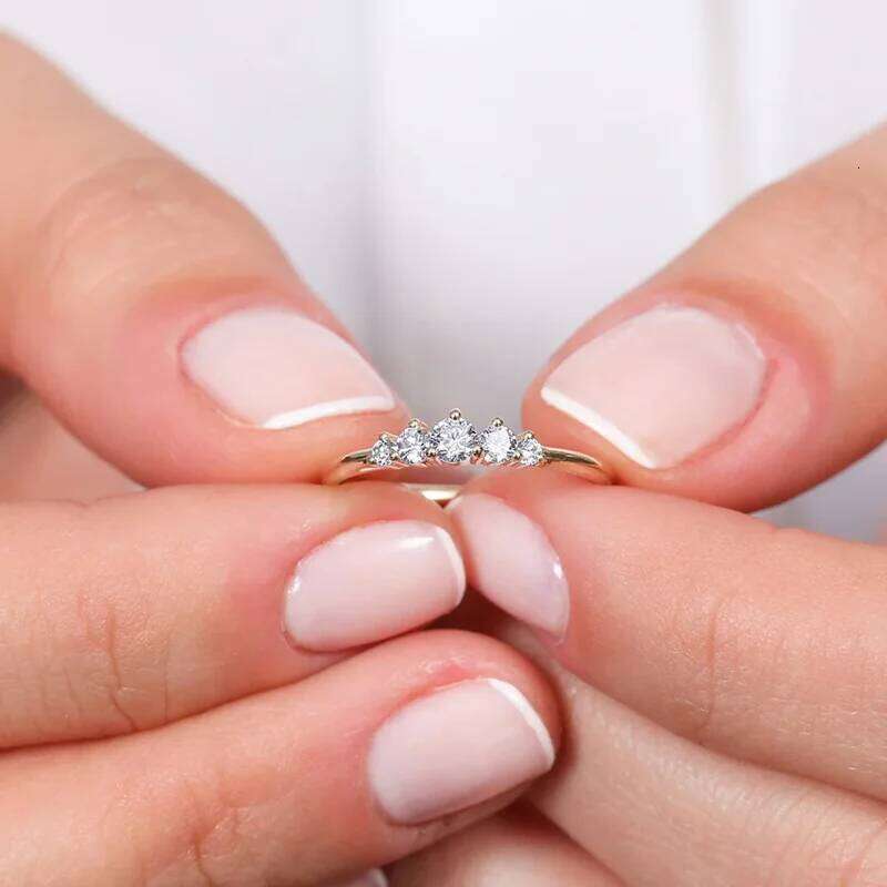 Lnngy 14K Gold Plated 5 Stone Moissanite Wedding Ring Bague Argent 925 Silver Certified Rings For Women Jewelry With Certificate H260312