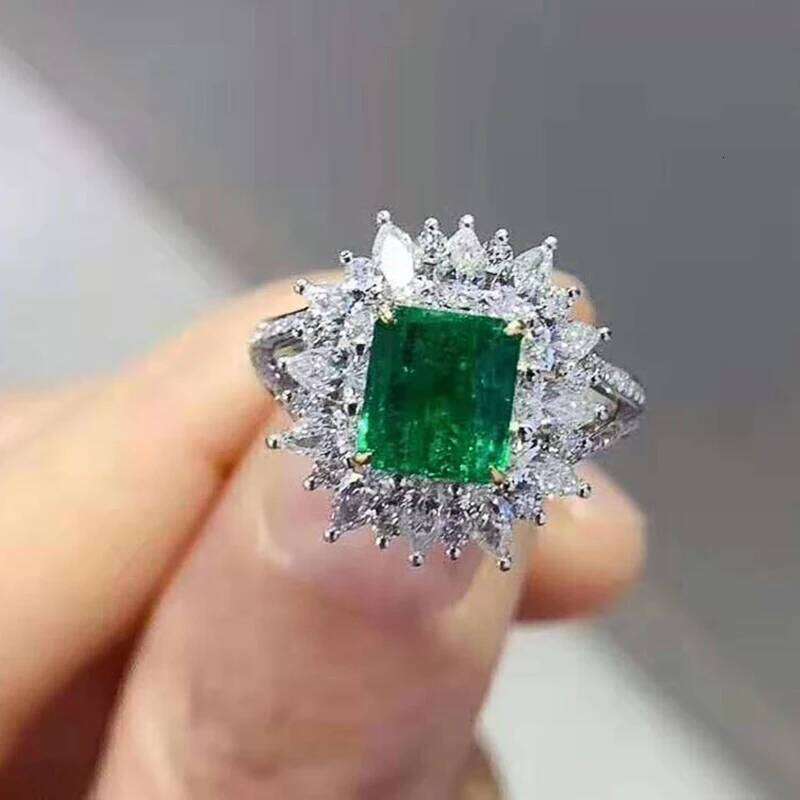 Huitan Green CZ for Bridal Wedding Ceremony Party Fashion Accessories High Quality Women's Rings Statement Jewelry H260312
