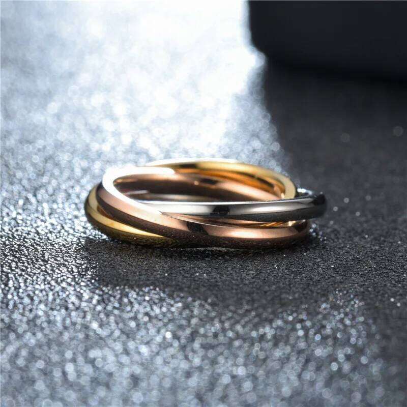Classical Triple Ring Interlocked Wedding Jewelry Accessories Fashion Three In One Sets Stainless Steel Rings for Women H260312
