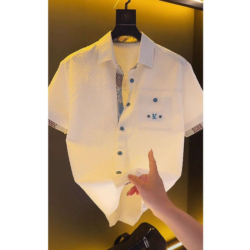 European High Luxury Brand Men's Top Summer New Design Textured Gentleman Casual Polo Shirt