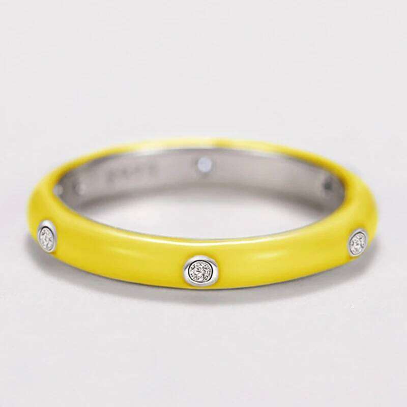 CAOSHI Dainty Colorful Enamel Ring Female Fashion Finger Accessories with Shiny Crystal All Matchtrend Jewelry for Daily Party H260312