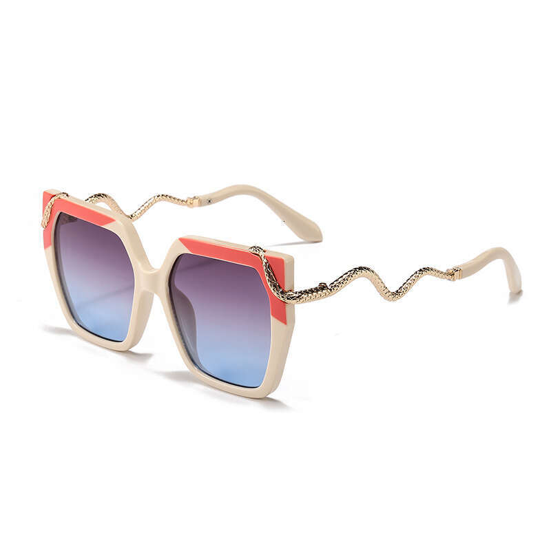 Designer Sunglasses for men women square frame sun glasses snake temple sunglasses Gradient blue lens color block plastic frame