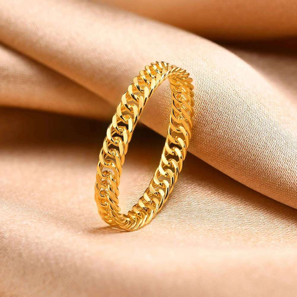 Cuban Curb Chain Stainless Steel Miami Link Rings,Streetwear Fashion Hip Pop Cool Ring, Everyday Jewelry 3 to 7 MM H260312