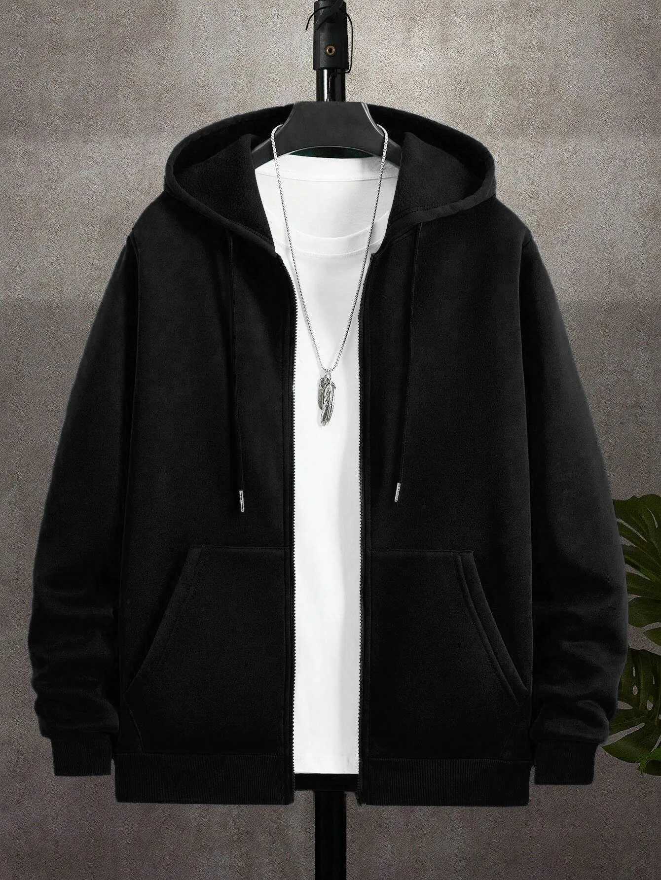 AutumnWinter Fleece Zip-Up Hoodie Solid Casual Coat Comfy Fashion Sweatshirt Warm Sport Veste Loose DailyTop Soft New Clothes M260312