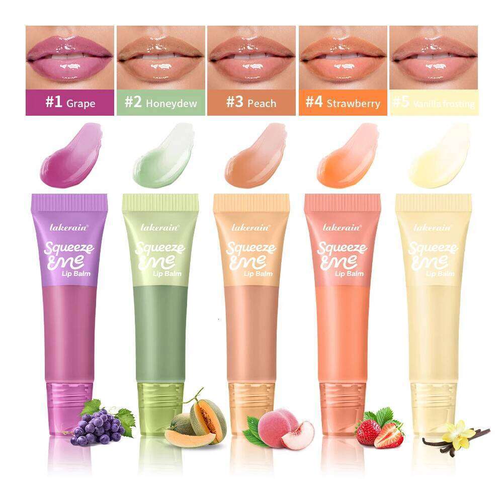 Long Lasting Moisturizing Lip Balm with Hyaluronic Acid Sheer Strawberry Flavor Squeeze Tube Plumping Gloss Hydration W260311