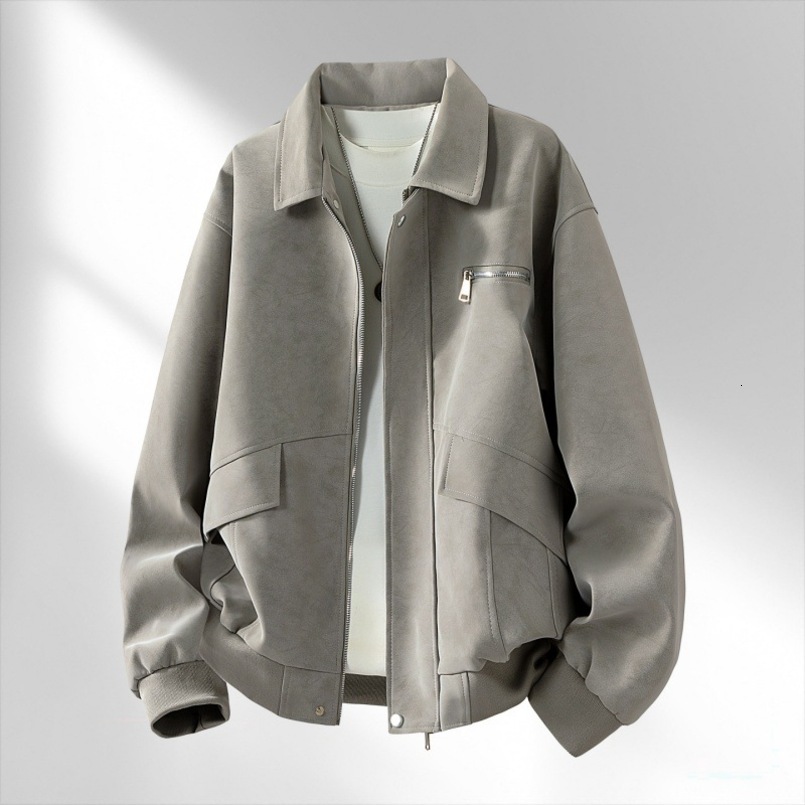 Cross-border American-style jackets for men women, turn-down collar, warm, Hong Kong-style leather jacket, autumn and winter casual retro jacket