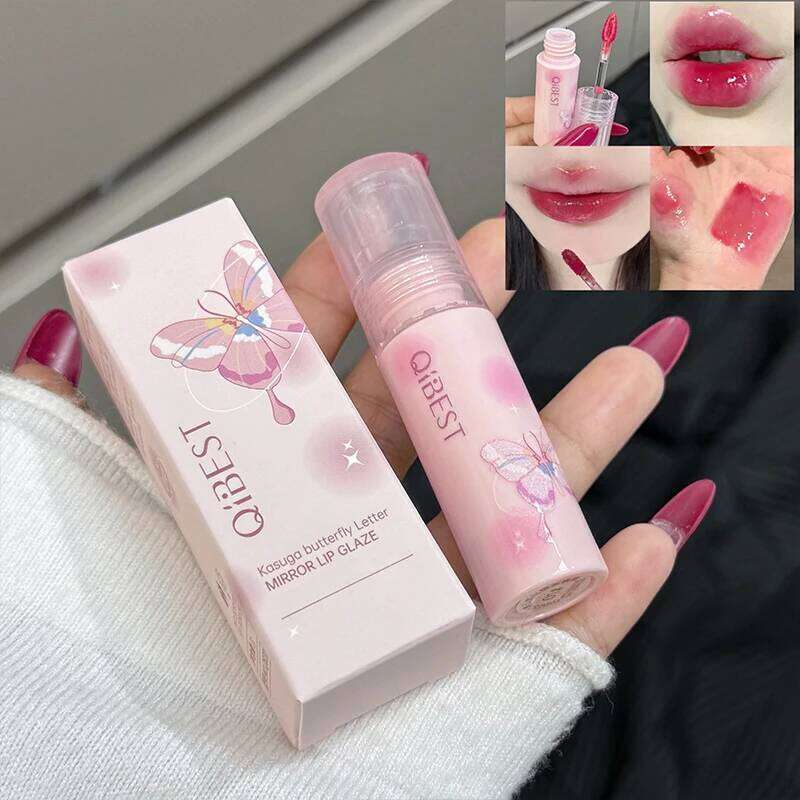 QIBEST Watery Gloss Hydrating Glossy Mirror Glaze Non-Stick Cup Long Lasting Tint Moisturizing Lip Stain Makeup W260311