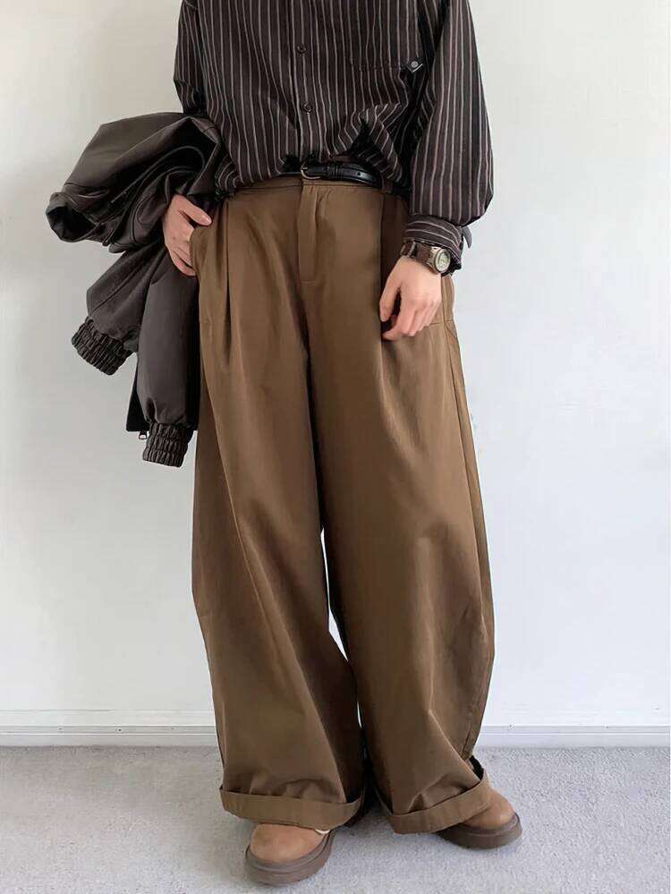 Vintage Brown Baggy Cargo Men Koraen Harajuku Suit Pants Office Casual Trousers Male Wide leg Work New