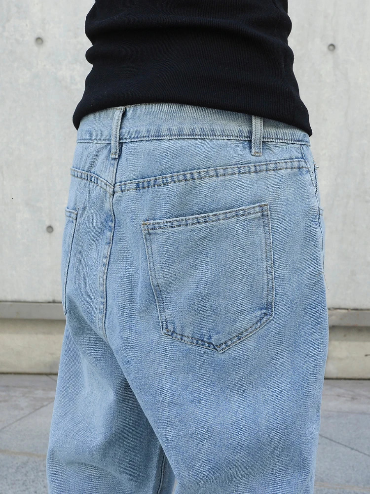 Spring Autumn Men Baggy Jeans Oversize Straight Loose Casual Denim Trousers Solid Color Streetwear Fashion Y2k Wide Leg Pants 260310