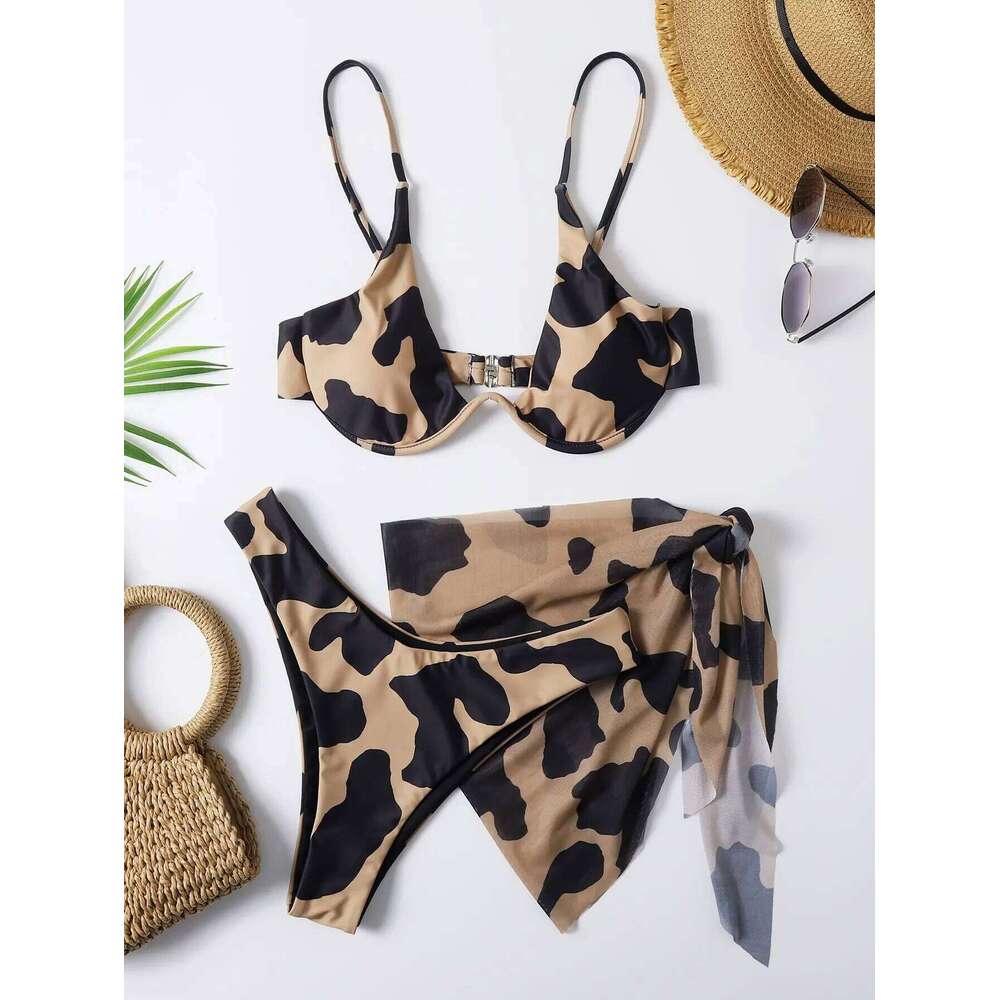3 Pieces Push Up Bikinis 2025 Women Thong Swimsuit Sexy Brazil Swimwear Female Padded Bathers Bathing Suit Swimming Beachwear Y260303