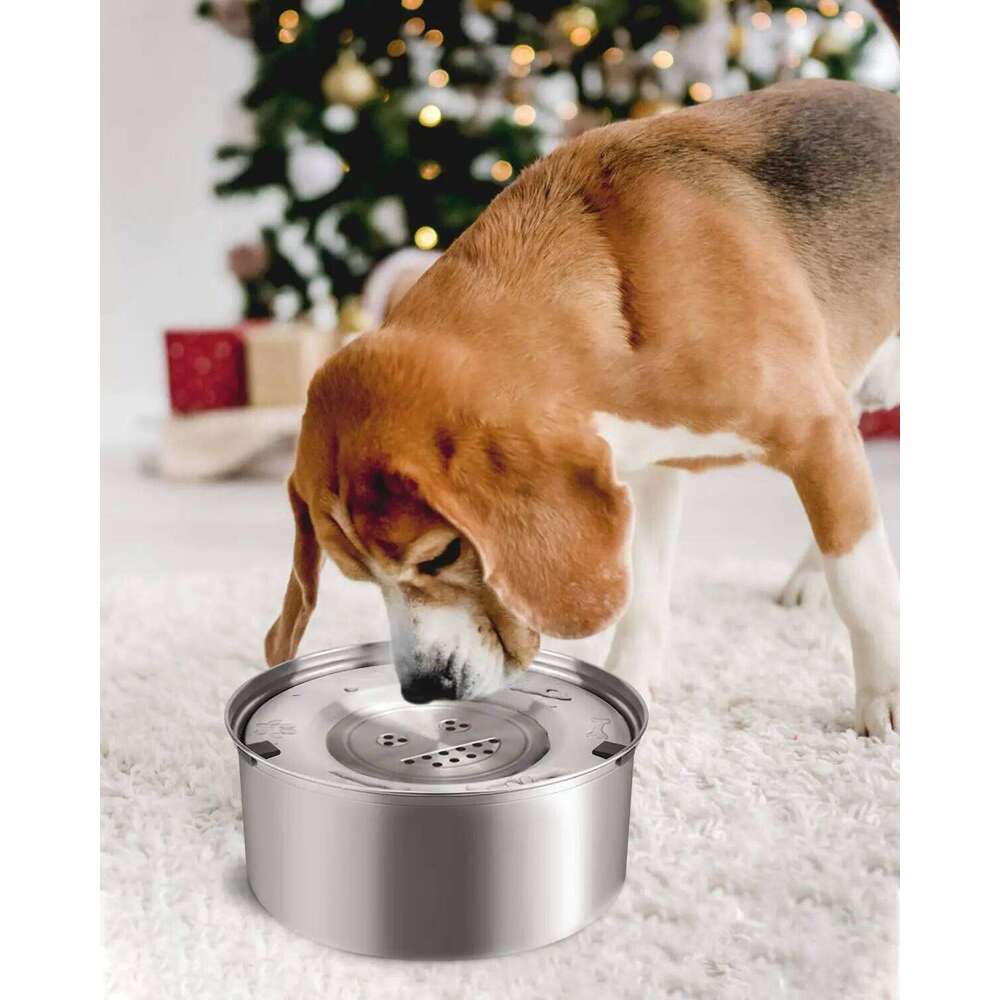 3L Stainless Steel No Spill Non-Slip Slow Dog Bowl Water Feeder Dispenser for Medium Large Dogs 26Y0312