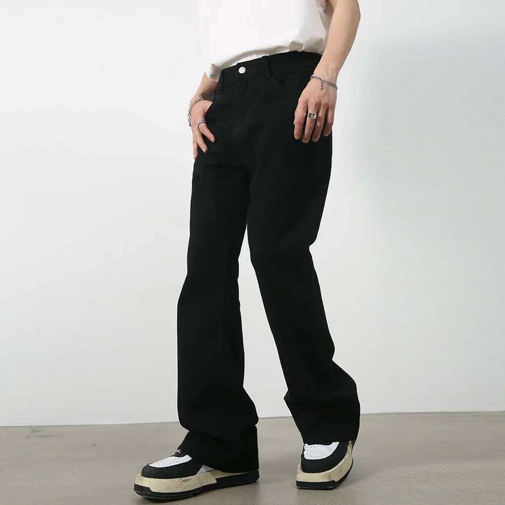 Men High Street Hip Hop Casual Small Flare Jeans Male Japan Korea Style Streetwear Vintage Denim Trousers Pant 26Y0312