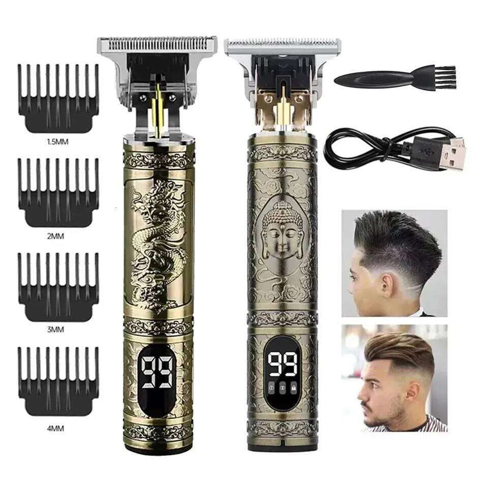 T9 LCD Clipper Oil Shaving Head Pusher Carving Electric Shaver Rechargeble Hair Trimmer for Men Care C260312