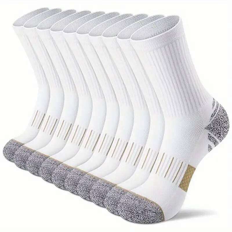 5 Pairs Unisex Sweat Absorbing Breathable Running Arch Support Cushioning Suitable Outdoor Wear All Season Sports Socks Z260312