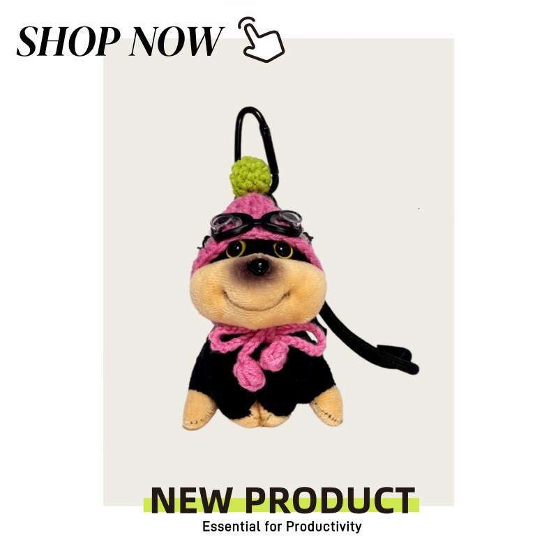 Creative Hat Bee Puppy Backpack Pendant Plush Toy Keychain Couple Bag Decoration Gift