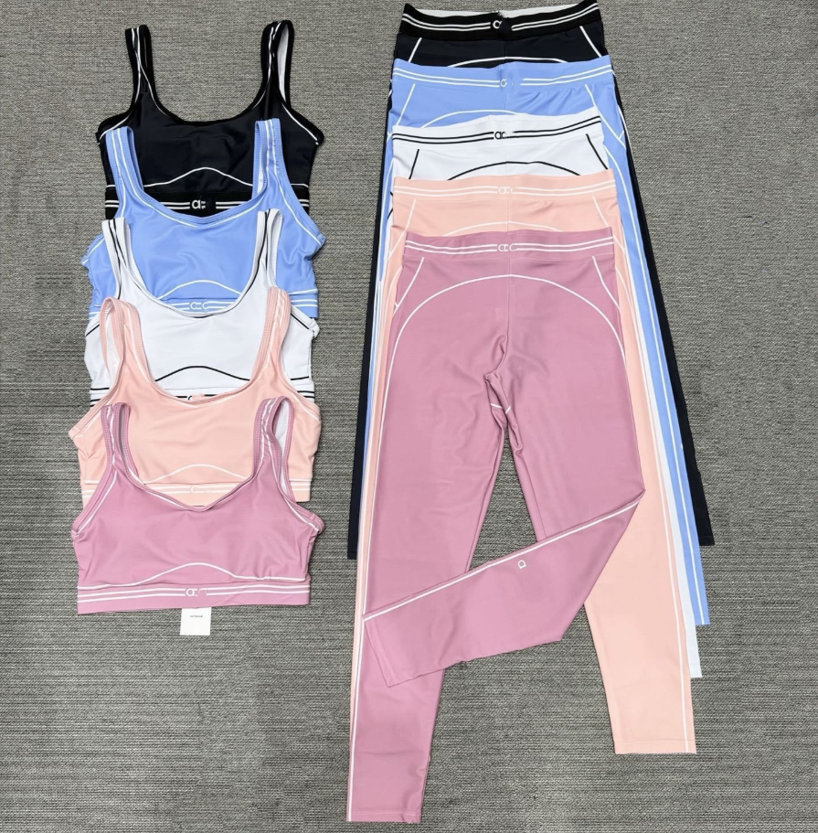 alosetsa women clothes aloa aalosets women clothes set Women's Yoga Breathable Vest with Chest Pad Women's Fitness Capri Pants High-Elastic Quick-Dry Sportswear