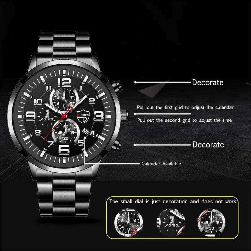 Men's Watches Luxury Stainless Steel Quartz Watch Man Leather Calendar Sports Wristwatch Luminous Clock reloj hombre
