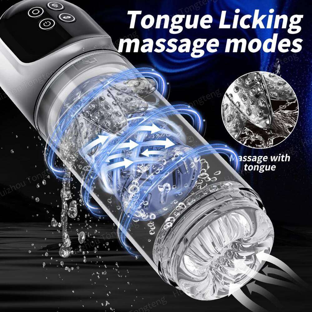 New LCD Automatic Rotation Male Masturbator Sucking Licking 6s Vacuum Penis Pump Water SPA Real Pocket Pussy Sex Toys For Men 18 Z260312