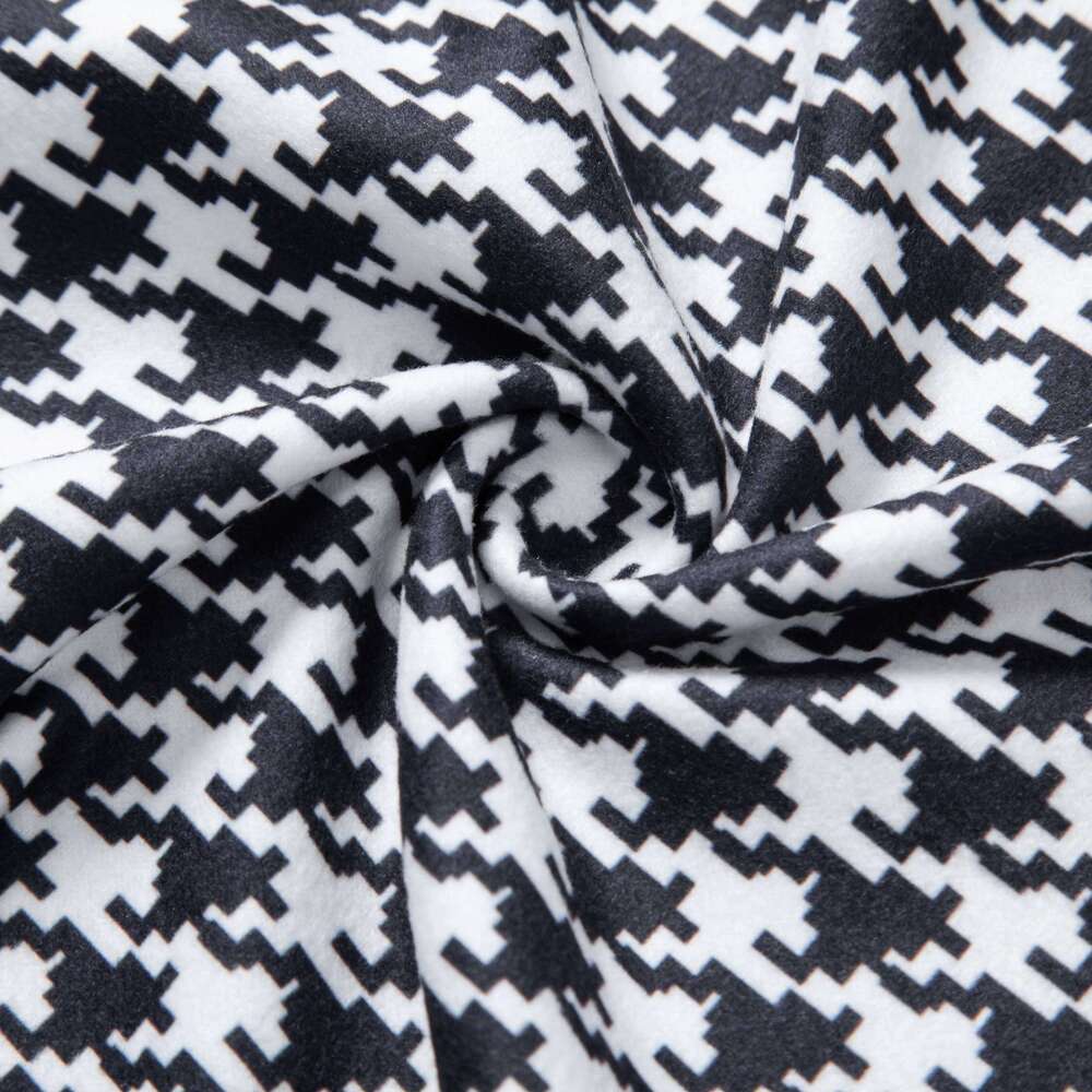 Spring and Autumn Turtleneck Houndstooth Fleece Pullover Fashion Casual High Elasticity All-match Men's Shirt