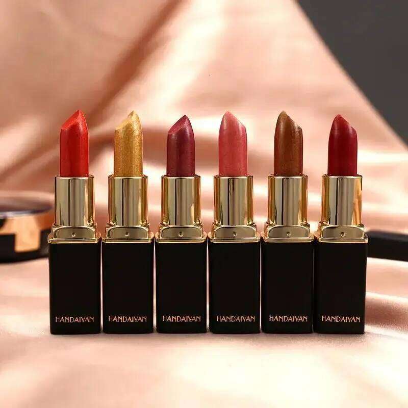 Pearl Changing Metallic 9 Colors Long Lasting Shiny Warm Gold Plated Mermaid Maggie Women Lipstick W260311