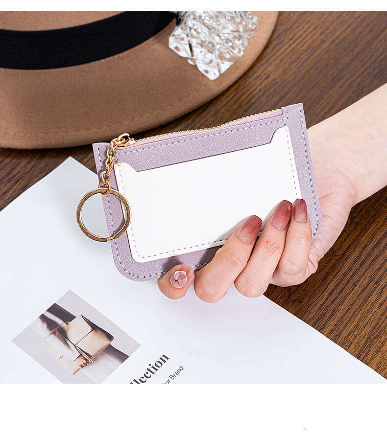 Luxury fashion wallet New Women S Ultra Thin Holder Card Case Korean Version Candy Color Student Easy To Carry Color Block PU Coin Purse