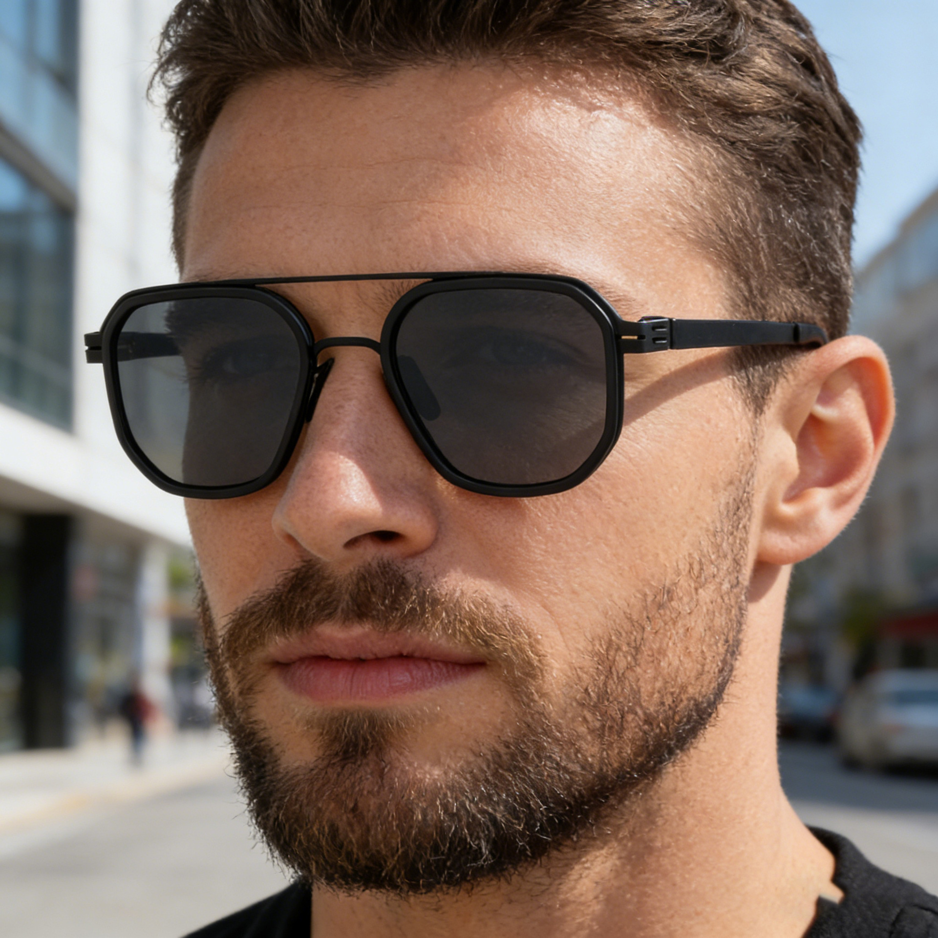 Polarized driving sunglasses for men, 2026 new fashion square frame sunglasses, men's double-beam outdoor sun protection glasses