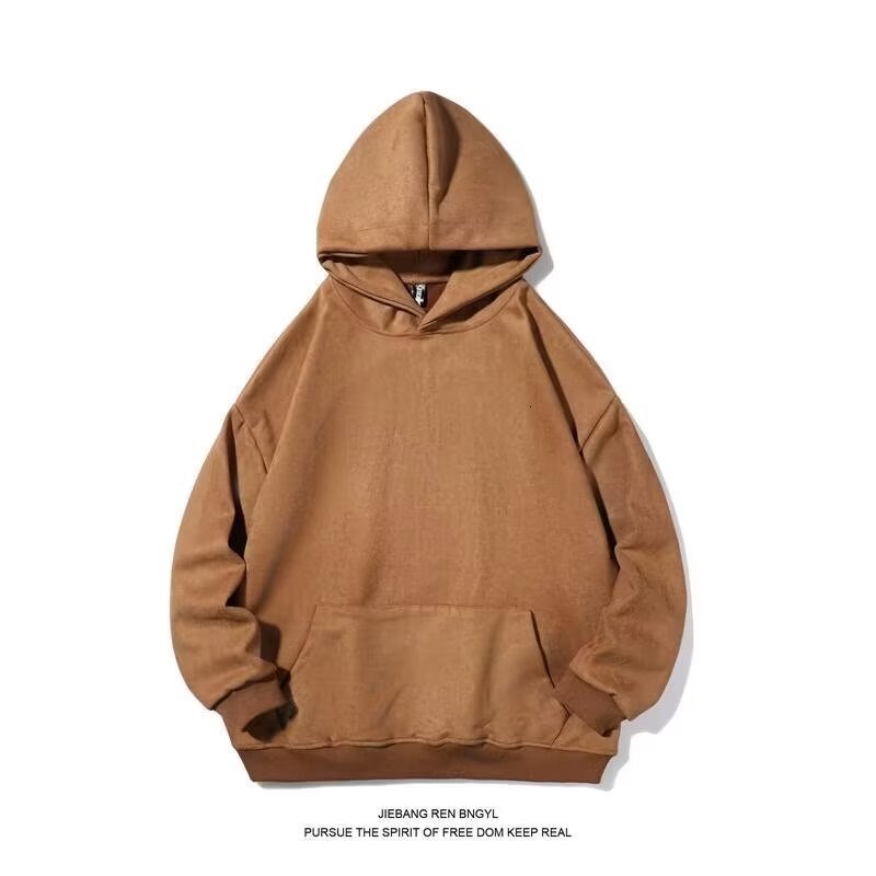 Men's Designer Hoodie Suede Hooded Sweatshirt Autumn/winter New Style Fleece-lined Trendy Brand Oversized Couple's Pullover Jacket