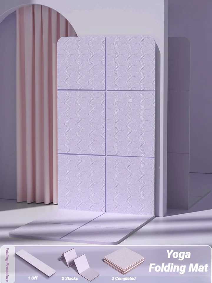 Foldable Yoga Mat Mute Eco Friendly Folding Travel Fitness Exercise Double Sided Non-Slip For Pilates Floor Workouts Dance M260312