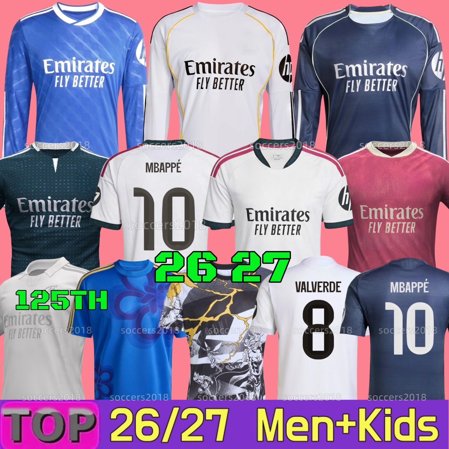25 26 27 Reals Madrid MBAPPE Soccer Jersey VINI JR BELLINGHAM VALVERDE HUIJSEN RODRYGO TRENT 2025 2026 Gk 125th Football Shirt MODRIC CAMAVINGA ARDA GULER men kids kit