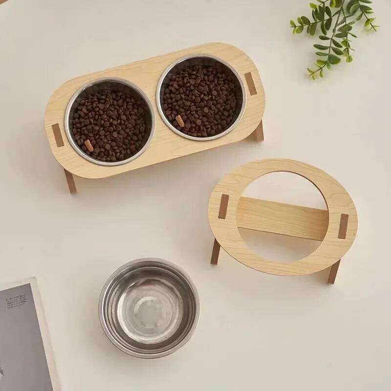 Pet Feeder Double with Anti-Knockover Design Dog Water Feeding Container Cat Food Bowl Stander pet products 26Y0312