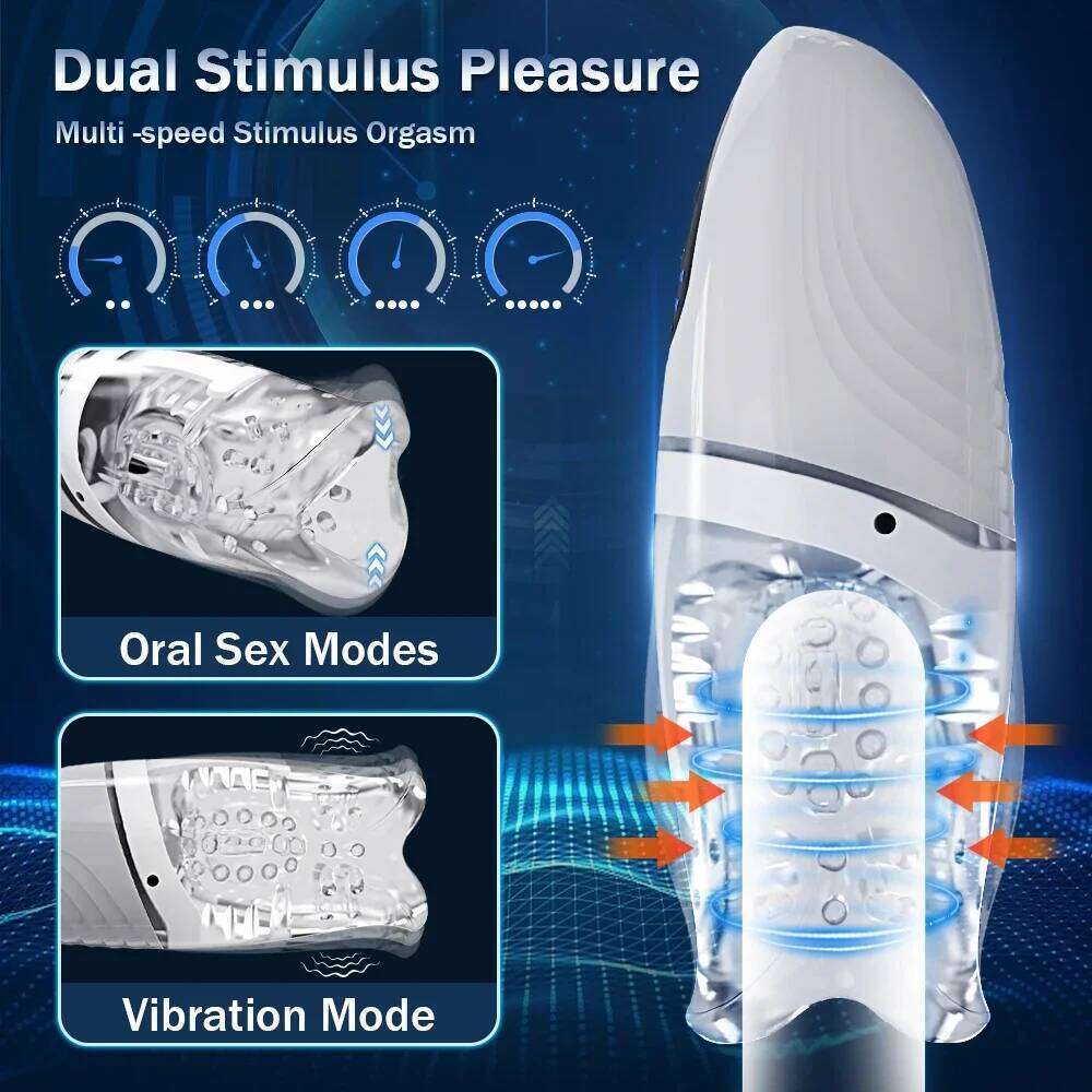 Automatic Sucking Masturbator Cup Blowjob Machine Vagina Pocket Pussy Male Masturbation Vibration Oral Sex Toys for Men Z260312