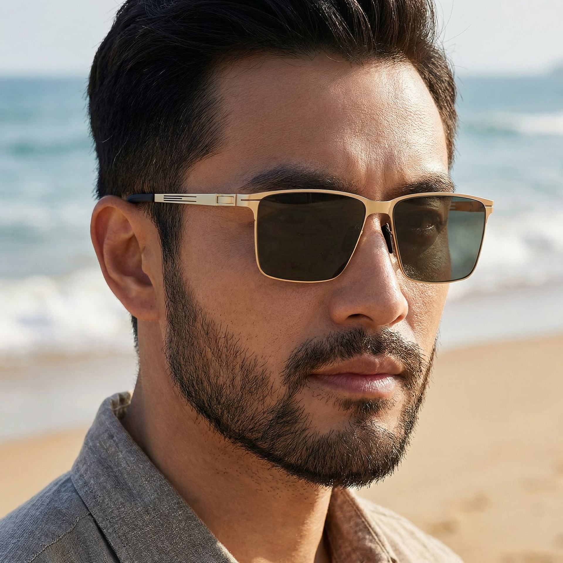 2026 New Fashion Square Frame Nylon Polarized Sunglasses Versatile and Simple Sun Protection Eyewear for Men,