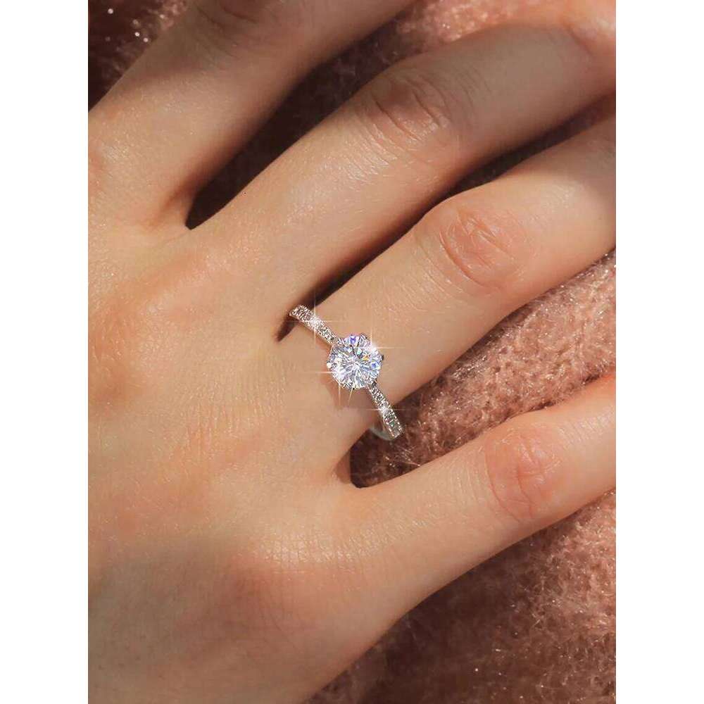 925 Sterling Silver Classic for Women Six Claw Jewelry Simple Imitation Diamond Women's Ring Engagement Wedding Gift H260312