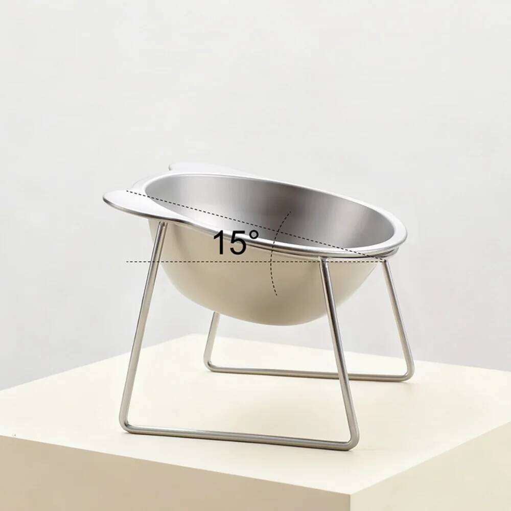 304 Stainless Steel Elevated Pet Bowl: Angled Tilted Feeder with Neck Support, Heat-Resistant & Easy-Clean for Crate or Home Use 26Y0312