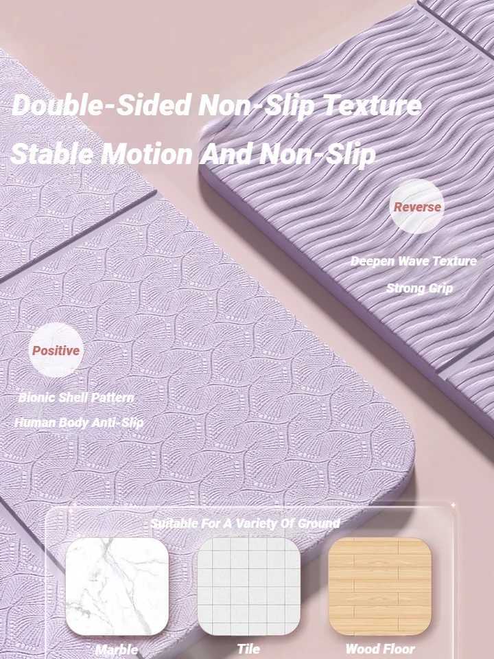 Foldable Yoga Mat Mute Eco Friendly Folding Travel Fitness Exercise Double Sided Non-Slip For Pilates Floor Workouts Dance M260312