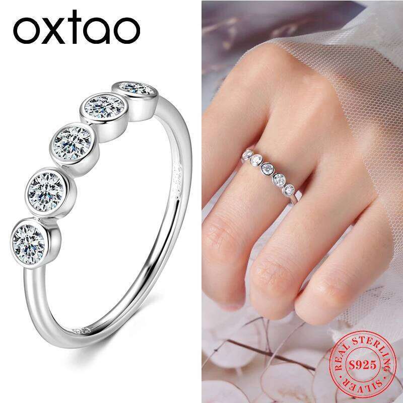 OXTAO Jewelry Five Stone Moissanite Ring Round Cut for Women 925 Sterling Sliver Applicable Wedding Gift Anniversary H260312