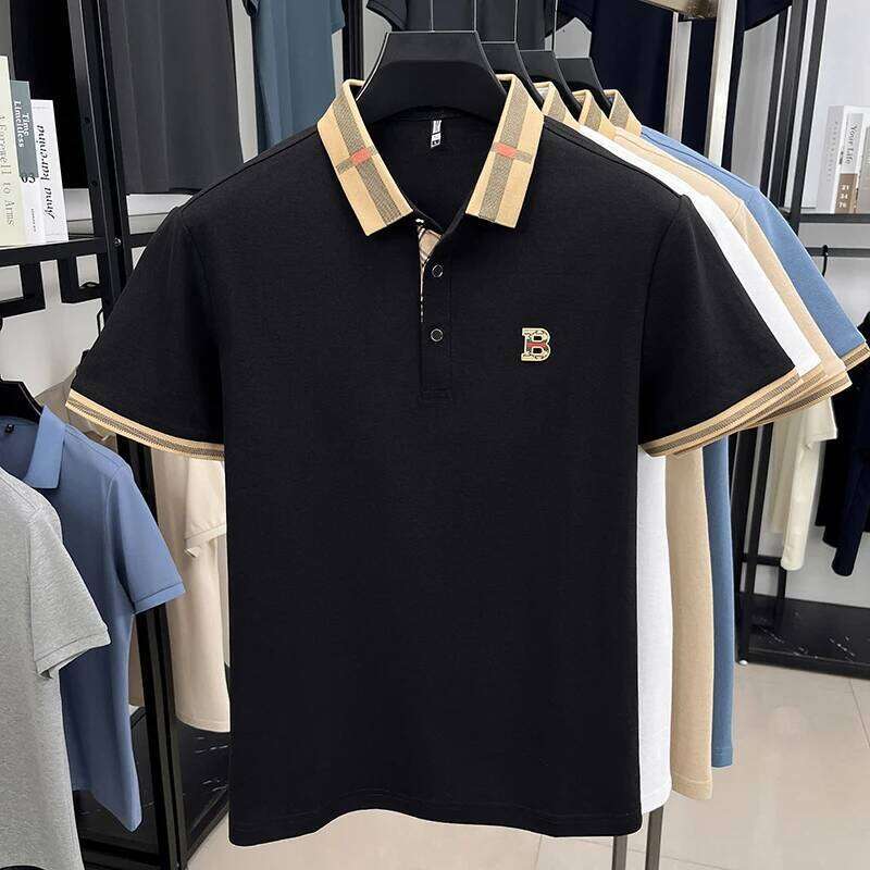 Summer men's fashion short sleeved polo shirt design exquisite ice silk embroidery breathable T-shirt 26H0312