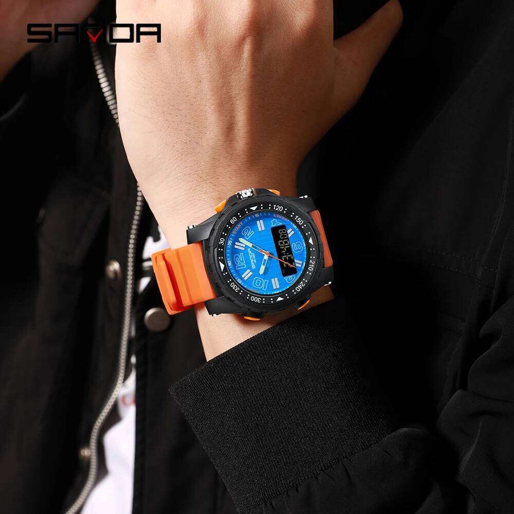 SANDA New 3375 Fashion Sports Multi functional Waterproof LED Student Electronic Watch