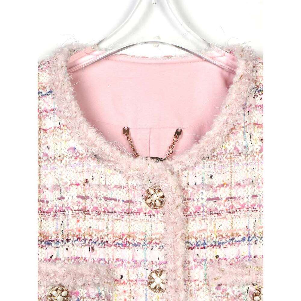 2025 New Style Fashionable Elegant High Luxury Customized Socialite Cherry Blossom Romantic Tweed Braided Jacket